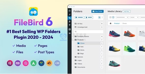 【亲测】FileBird Pro 6.0.9完美汉化中文版|WordPress媒体库文件夹自定义管理插件